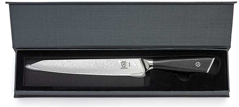 Mercer - Damascus Style 8" Super Steel Slicer with Black Handle - M13788
