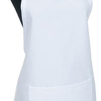 Mercer - Genesis 33" x 23" Poly Cotton White Bib Apron with Pocket - M61110WH