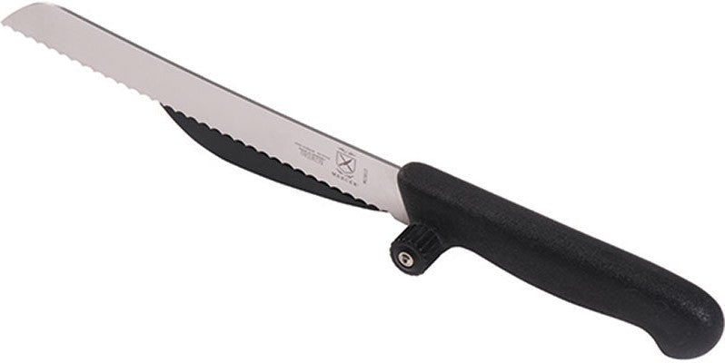 Mercer - Mercer Slice™ 8.25" German Steel Sausage/Bread Knife with Slicing Guide - M13613