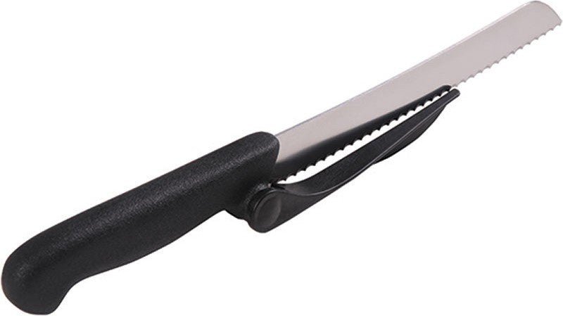 Mercer - Mercer Slice™ 8.25" German Steel Sausage/Bread Knife with Slicing Guide - M13613