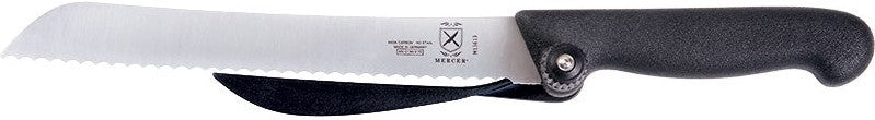 Mercer - Mercer Slice™ 8.25" German Steel Sausage/Bread Knife with Slicing Guide - M13613