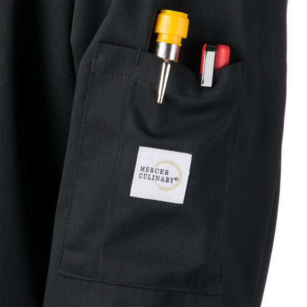 Mercer - Millennia Air® Black Poly Cotton Unisex Full Mesh Cook Jacket with Traditional Button - M60017BK