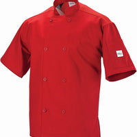 Mercer - Millennia Air® Red Poly Cotton Unisex Short Sleeve Cook Jacket with Full Mesh Back - M60019RD