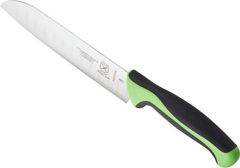 Mercer - Millennia Colors 7" Japanese Steel Granton Edge Santoku Knife with Green Handle - M22707GR