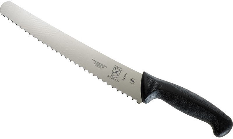 Mercer - Millennia® 10" Japanese Steel Left Handed Wavy Edge Wide Bread Knife with Black Handle - M23211