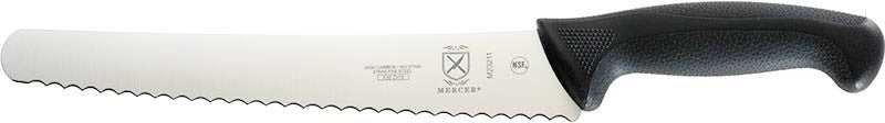 Mercer - Millennia® 10" Japanese Steel Left Handed Wavy Edge Wide Bread Knife with Black Handle - M23211