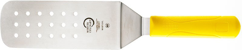 Mercer - Millennia® 8" x 3" Stainless Steel Perforated Turner with Yellow Handle - M18710YL