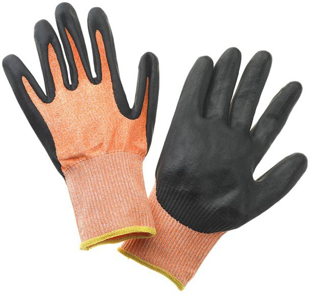 Mercer - Millennia® Nitrile and Nylon Orange/Black Food Processing Gloves with Multi Color Cuff - M33425