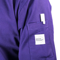 Mercer - Millennia® Poly Cotton 1X Purple/Black 3/4 Sleeve Unisex Cook Jacket - M60018PUB1X