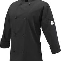 Mercer - Millennia® Poly Cotton Black Women Cook Jacket with Cloth Knot Buttons - M60022BK
