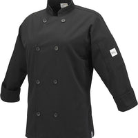 Mercer - Millennia® Poly Cotton Black Women Cook Jacket with Traditional Button - M60020BK
