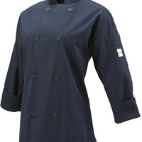 Mercer - Millennia® Poly Cotton Navy Blue Women Cook Jacket with Traditional Button - M60020NB
