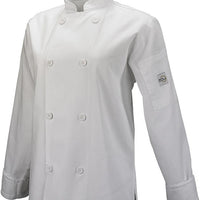 Mercer - Millennia® Poly Cotton White Women Cook Jacket with Traditional Button - M60020WH
