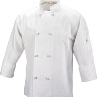Mercer - Millennia® White Poly Cotton Unisex Cook Jacket with Cloth Knot Buttons - M60012WH