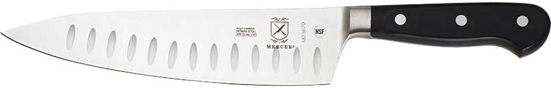 Mercer - Renaissance 8" German Steel Granton Edge Chef's Knife with Black Handle - M23670