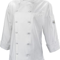 Mercer - Renaissance Poly Cotton White Women's Traditional Neck Chef Jacket - M62060WH