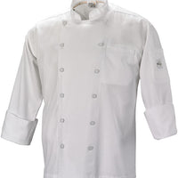 Mercer - Renaissance White Poly Cotton Men's Traditional Neck Chef Jacket - M62030WH