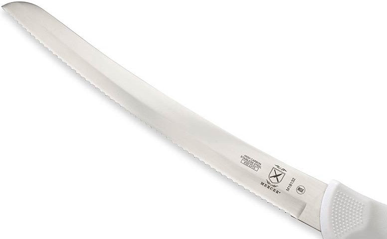 Mercer - Ultimate White 10" Stainless Steel Wavy Edge Curved Bread Knife with White Handle - M18132