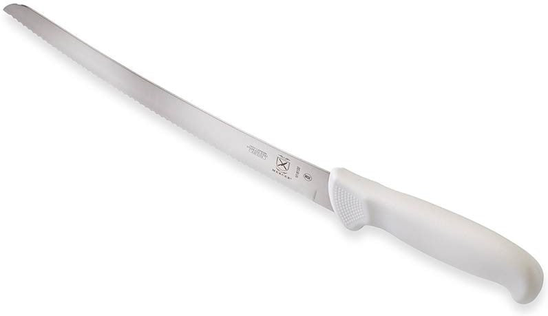 Mercer - Ultimate White 10" Stainless Steel Wavy Edge Curved Bread Knife with White Handle - M18132