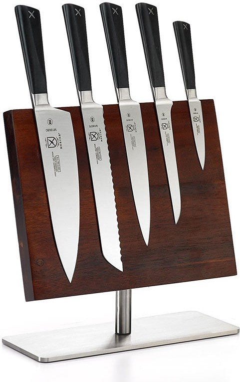 Mercer - Zum 11.3" x 9" Leaflet Acacia Magnetic Board and German Steel Knives, Pack Of 6 - M21944