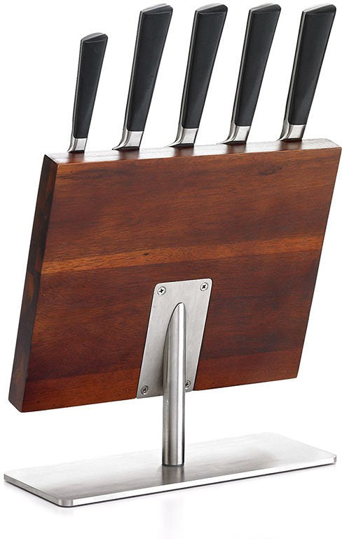 Mercer - Zum 11.3" x 9" Leaflet Acacia Magnetic Board and German Steel Knives, Pack Of 6 - M21944