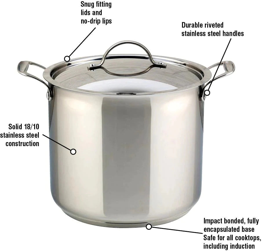 Meyer - 14 L Confederation Series Stock Pot with Lid - 2401-28-14