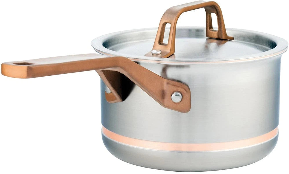 Meyer - 1.6 L CopperClad 5-Ply Copper Core Stainless Steel Saucepan with lid - 3906-16-16