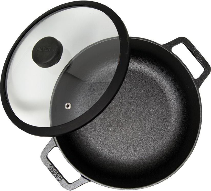 Meyer - 24 cm Black Cast Iron Sauteuse With Glass Lid - 48497