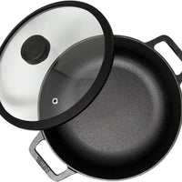 Meyer - 24 cm Black Cast Iron Sauteuse With Glass Lid - 48497