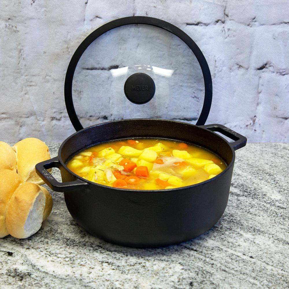 Meyer - 24 cm Black Cast Iron Sauteuse With Glass Lid - 48497
