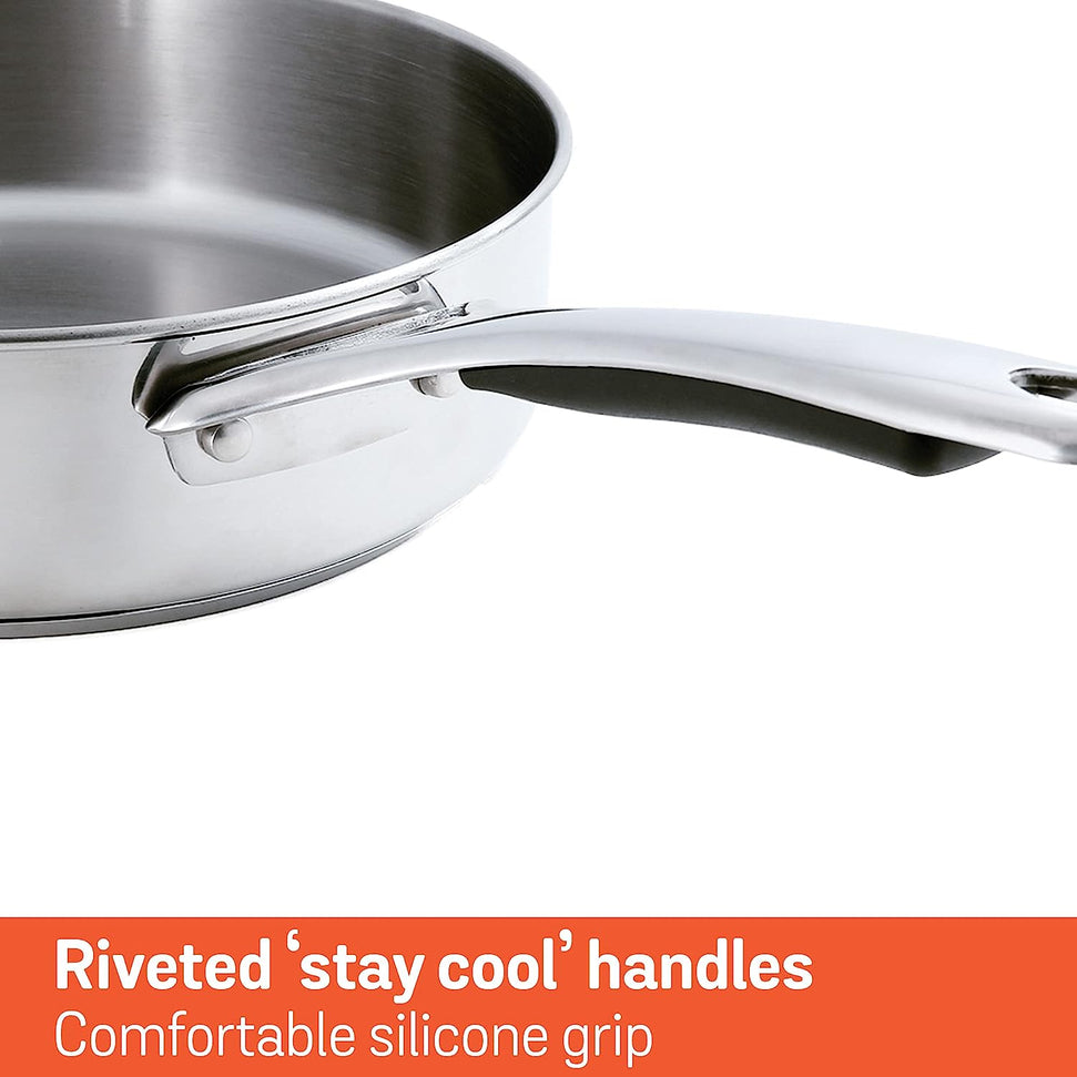 Meyer - 24 cm Nouvelle Stainless Steel Sauté Pan With Lid - 8508-24-22