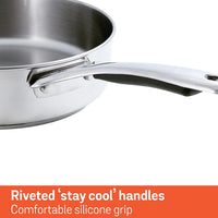 Meyer - 24 cm Nouvelle Stainless Steel Sauté Pan With Lid - 8508-24-22