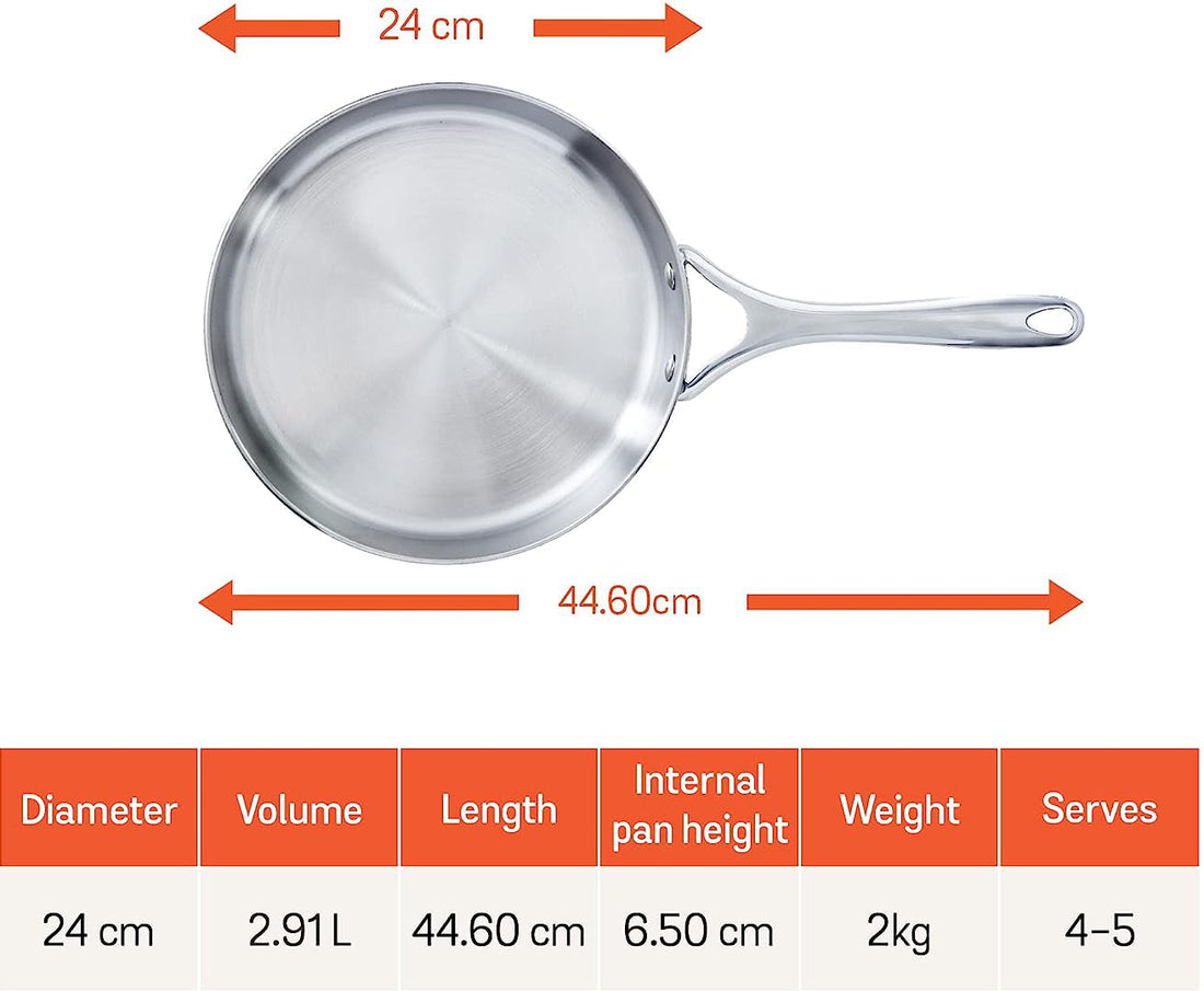 Meyer - 24 cm Nouvelle Stainless Steel Sauté Pan With Lid - 8508-24-22