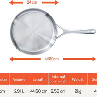 Meyer - 24 cm Nouvelle Stainless Steel Sauté Pan With Lid - 8508-24-22