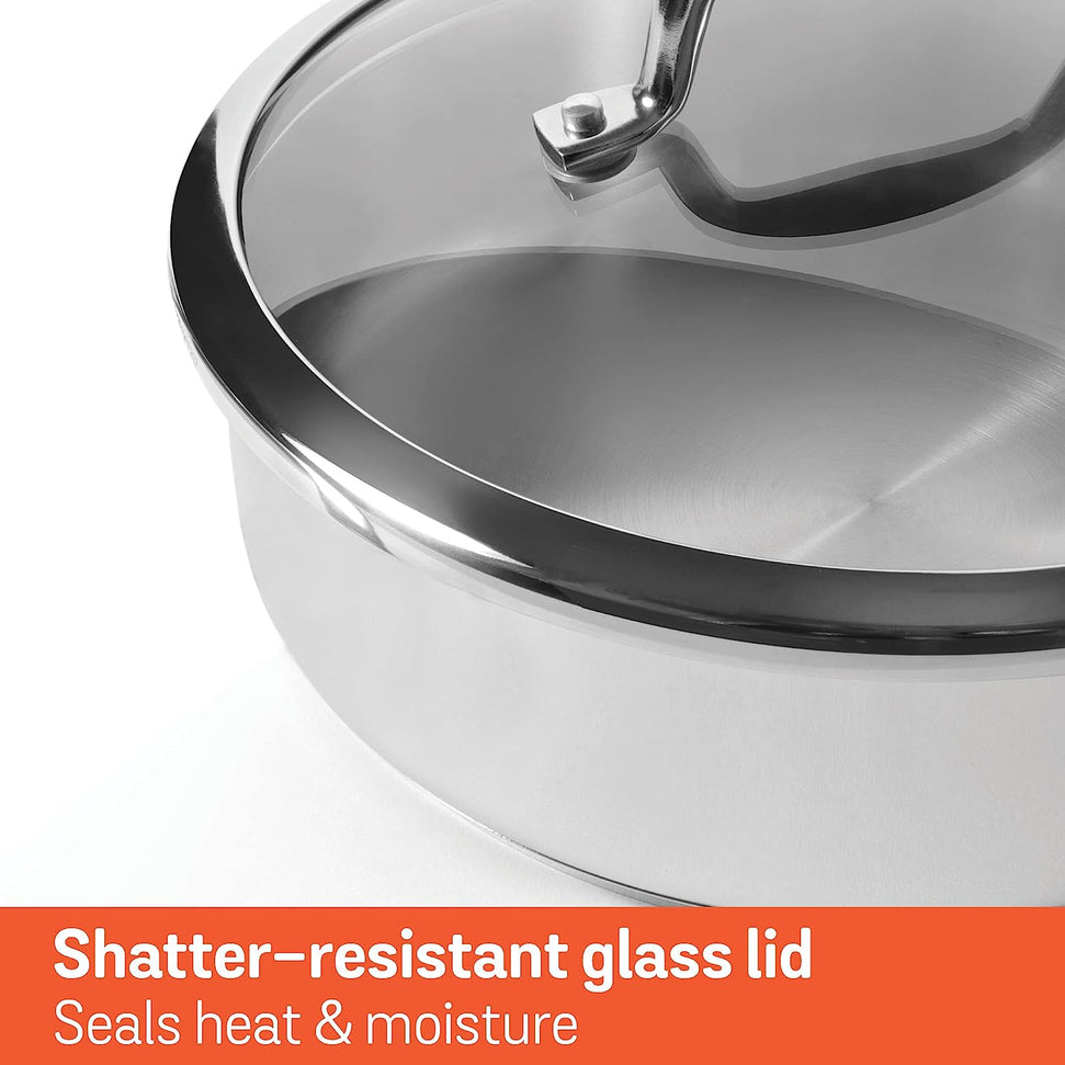 Meyer - 24 cm Nouvelle Stainless Steel Sauté Pan With Lid - 8508-24-22