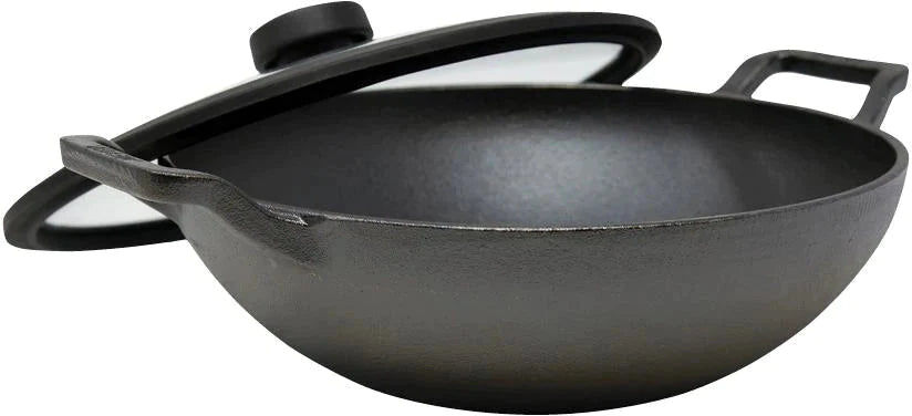 Meyer - 26 cm Cast Iron Kadai with Lid Knob Bilingual Packaging - 48495