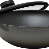 Meyer - 26 cm Cast Iron Kadai with Lid Knob Bilingual Packaging - 48495