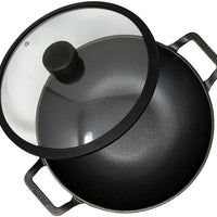 Meyer - 26 cm Cast Iron Kadai with Lid Knob Bilingual Packaging - 48495