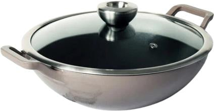 Meyer - 26 cm Grey Cast Iron Kadai With Glass Lid, Enamel Finish - 48603-C