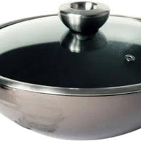 Meyer - 26 cm Grey Cast Iron Kadai With Glass Lid, Enamel Finish - 48603-C