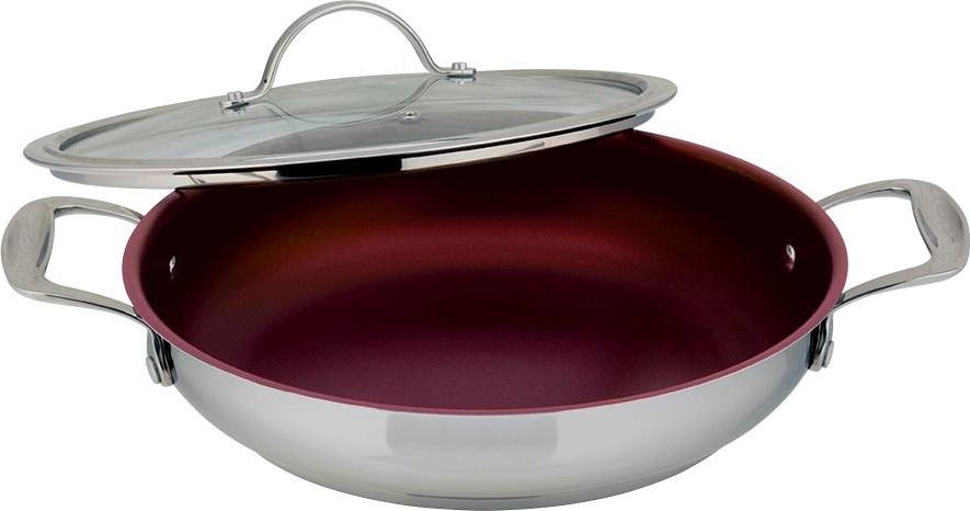 Meyer - 28 cm Stainless Steel Everyday Non-Stick Fry Pan with Lid Confederation Series - Malbec Red - 2413-28-00