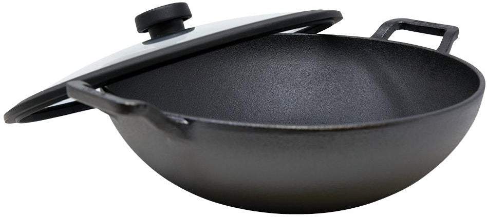 Meyer - 30 cm Cast Iron Kadai with lid Knob Bilingual Packaging - 48496 - DISCONTINUED