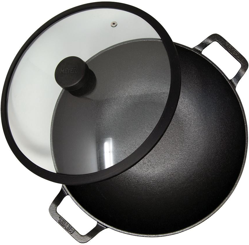 Meyer - 30 cm Cast Iron Kadai with lid Knob Bilingual Packaging - 48496 - DISCONTINUED