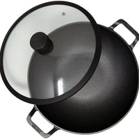 Meyer - 30 cm Cast Iron Kadai with lid Knob Bilingual Packaging - 48496 - DISCONTINUED