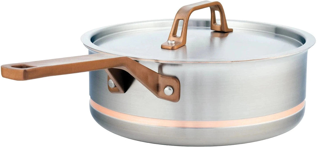 Meyer - 4 L CopperClad 5-Ply Copper Core Stainless Steel Sauté Pan with Lid - 3908-24-04