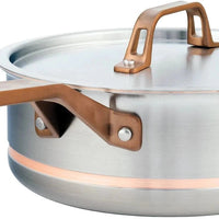 Meyer - 4 L CopperClad 5-Ply Copper Core Stainless Steel Sauté Pan with Lid - 3908-24-04