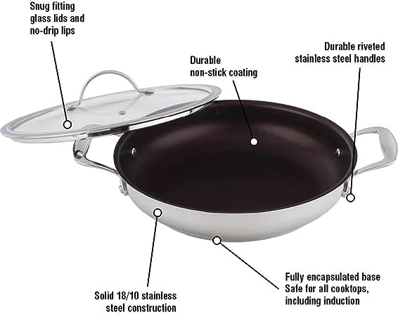 Meyer - SuperSteel 13"/32cm Everyday Pan Non Stick Skillet with Cover - 3513-32-00