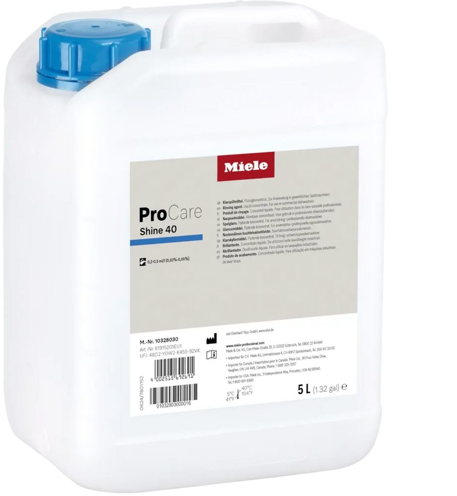 Miele - 5 L For Rinsing Dishes, Cutlery and Glasses Rinse Aid - 10328030