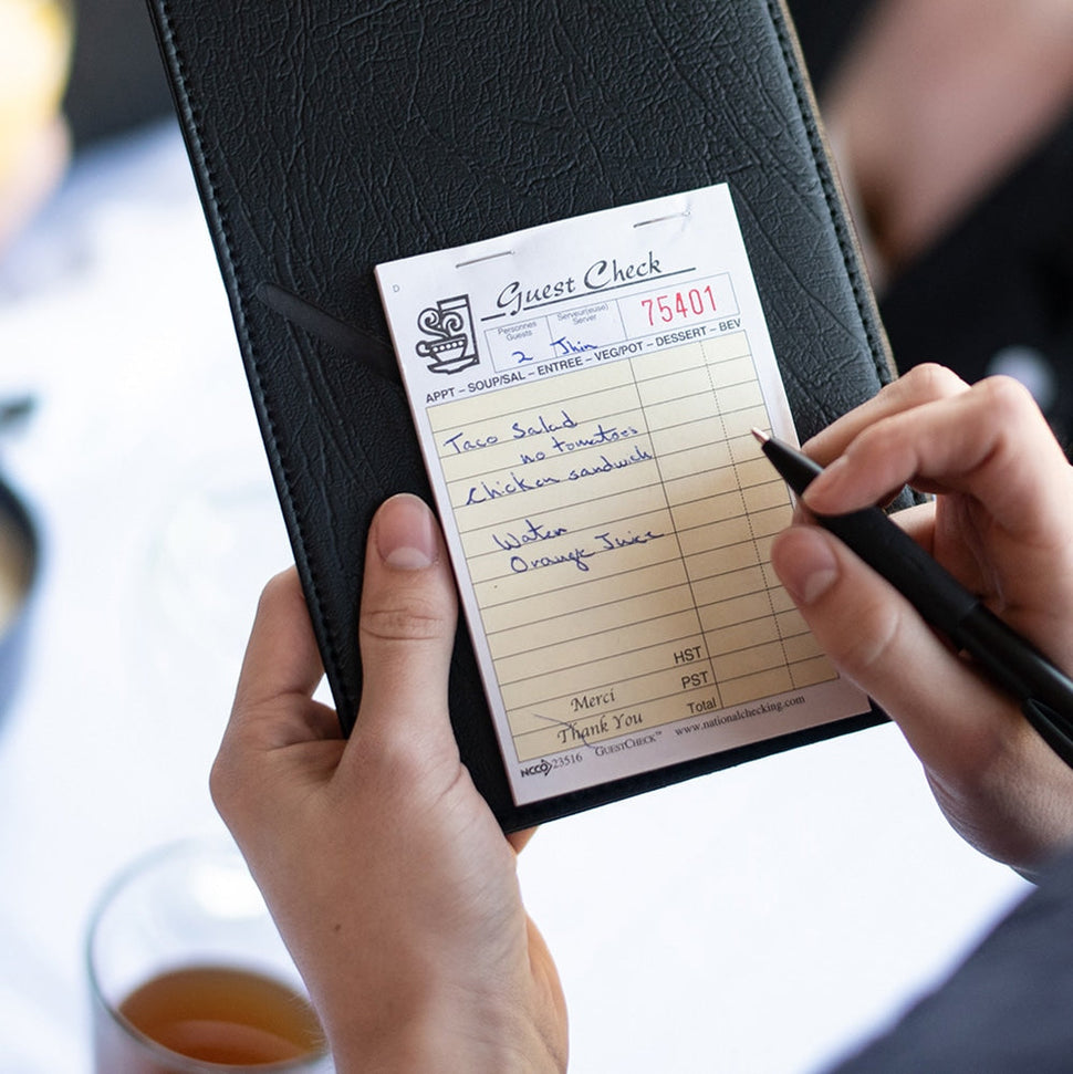 NCCO International - 3.5" x 5.125", 2-Part Small Paper Guest Check, 1000/Pk - 23516