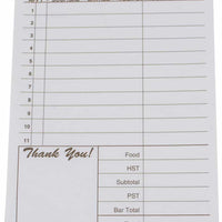 NCCO International - 4.25" x 7.75", Medium-Wide Two-Part Carbonless Canadian Guest Check, 250/Pk - 24797